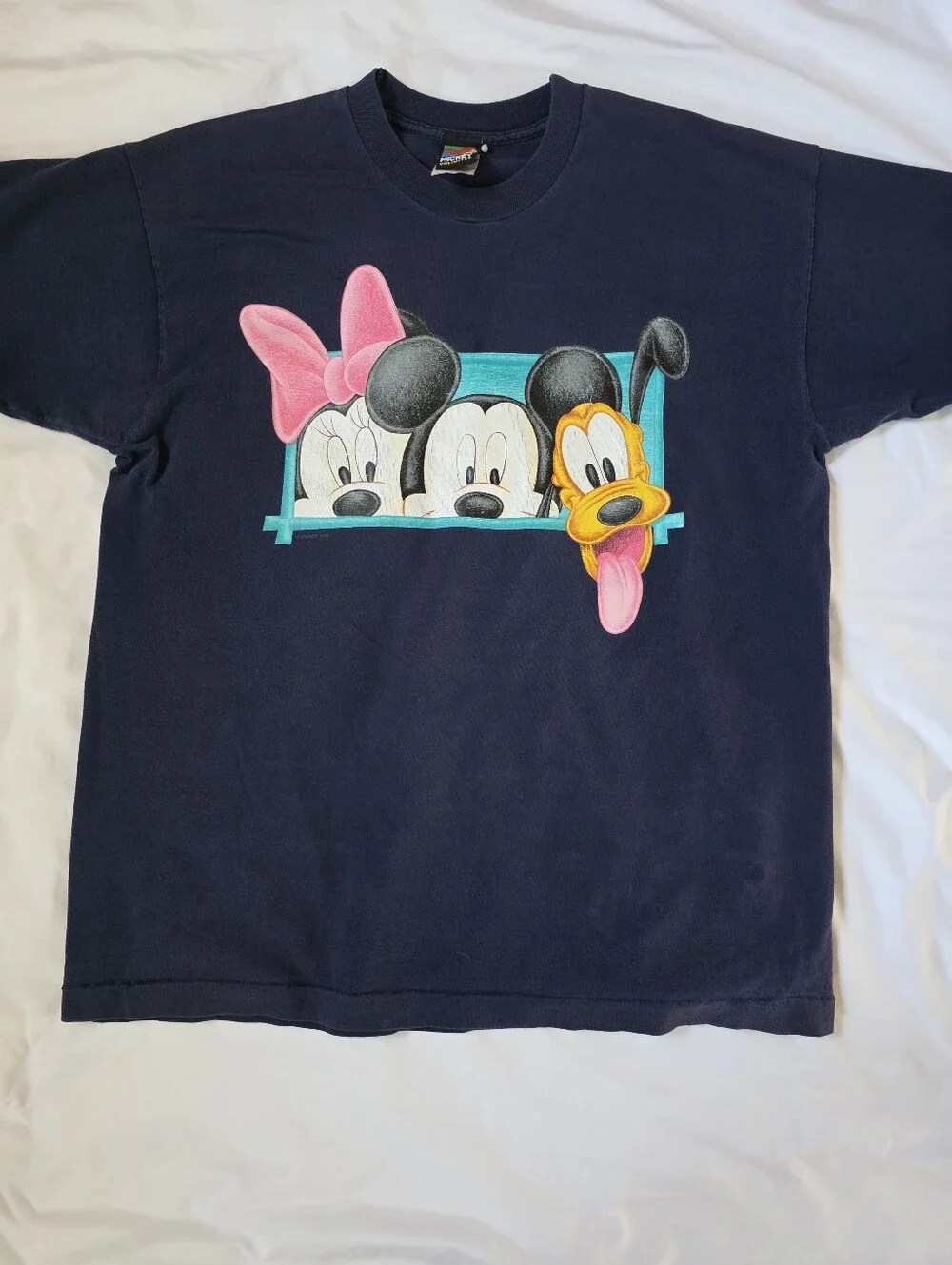 Disney Mickey Unlimited Minnie Mickey Mouse Pluto Adult Navy TShirt XL